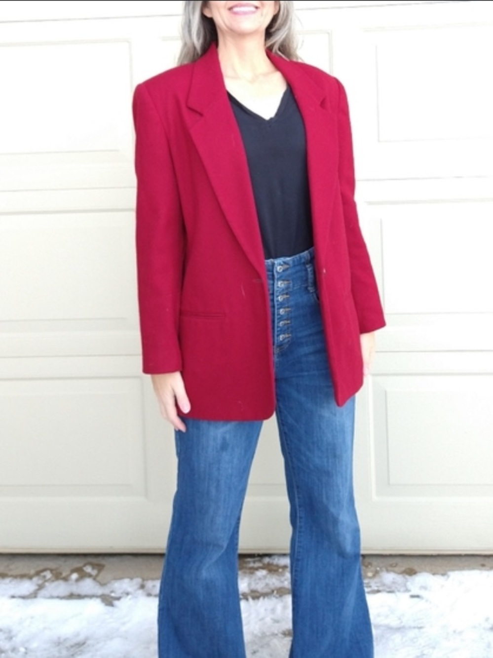 Lord & Taylor Crimson Red Women's Blazer - Tailored Longline Jacket